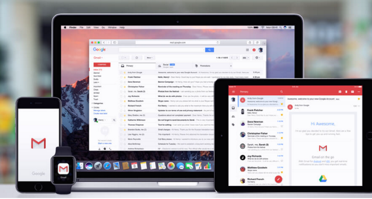 Gmail opravdu můžeme používat na všech zařízeních. Jako například na počítači, mobilu. tabletu i hodinkách.
