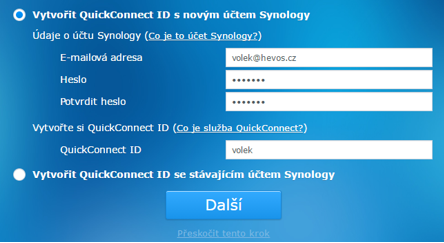 Následně vytvoříme QuickConnect ID pro webové rozhraní.
