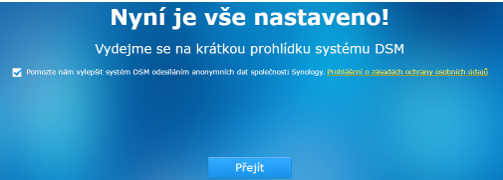 Nyní je vše nastaveno - NAS server Synology