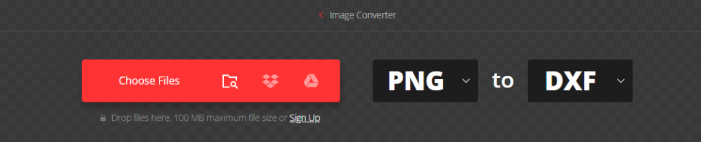 Převod PNG do DXF pomocí webu converter
